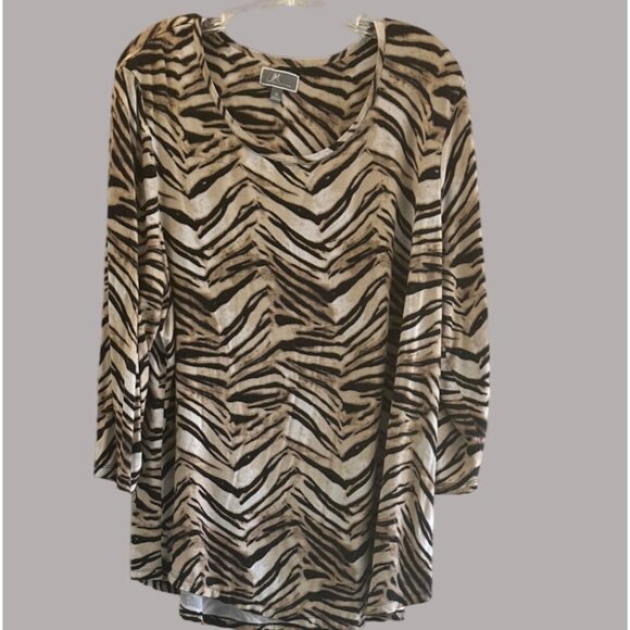 JM Collection Women's Stretch Pull On Print Blouse Size XL - Picture 3 of 6